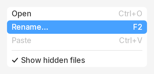 Menu rows: plain, hovered, disabled, a separator and a checked toggle