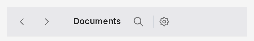 A toolbar with back and forward buttons, a title, search and settings