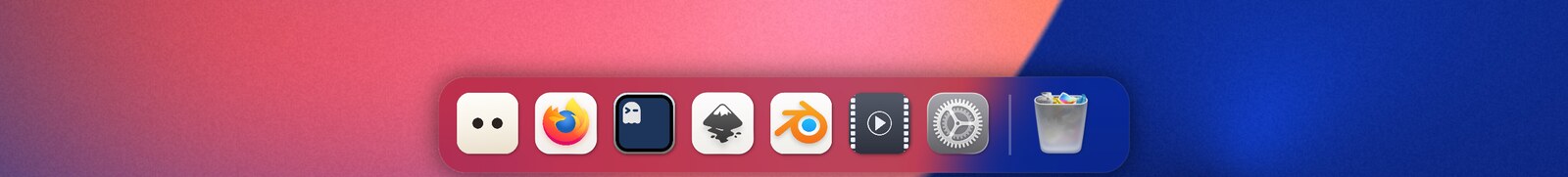 The dock at the bottom of the screen: pinned application icons, a divider, and the wastebasket