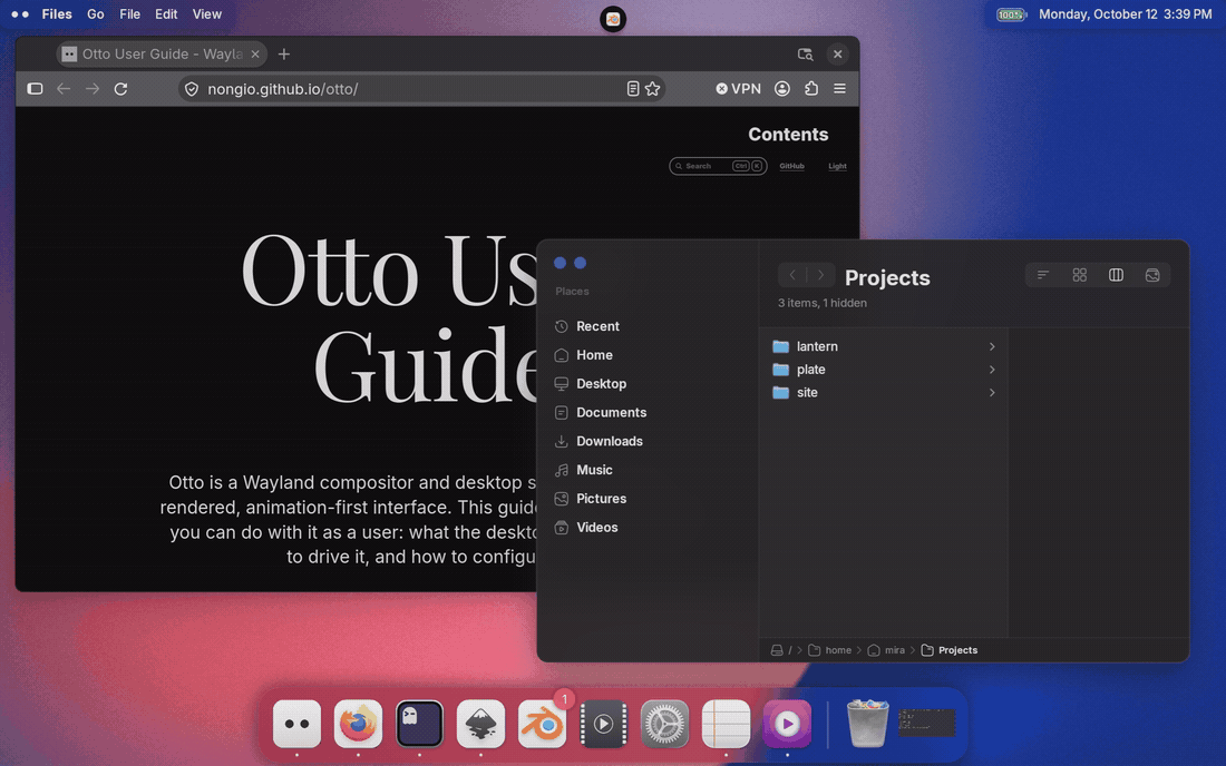 The launcher opening over the desktop, filtering to Settings as the word is typed, then opening it